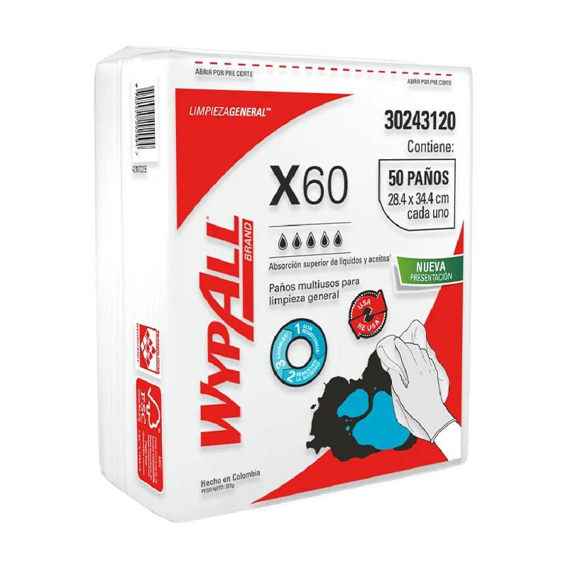 Caja Wypall X60 50 Paños Predoblado 34,4X28,4 -- Kimberly Clark