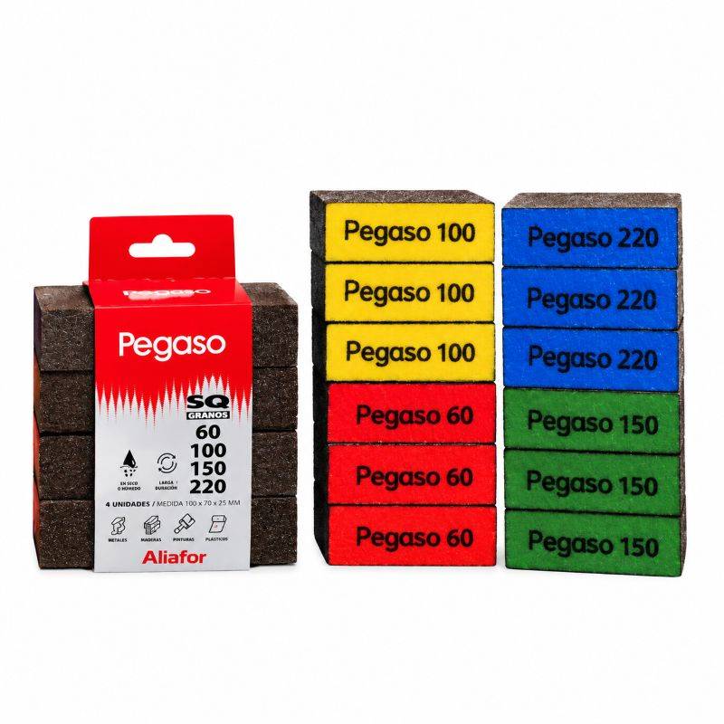 Pack 4 Esponjas Gr. Surtidos 100X75X25 Alta Densidad -- Pegaso