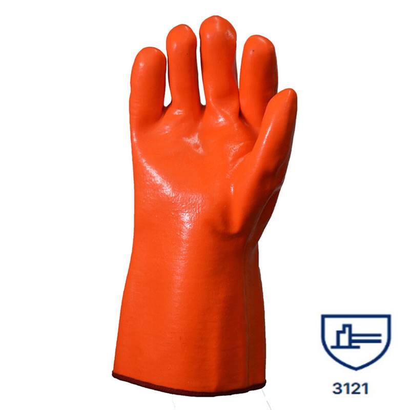 Guantes Pvc Naranja Fluo Forrado P/Baja Temperatura L:35Cm T-10 Dps