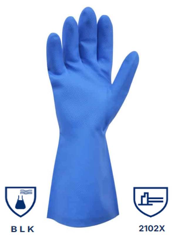 Guantes De Acrilo Nitrilo Azul Flocado L:33Cm Esp:0.4Mm Dps