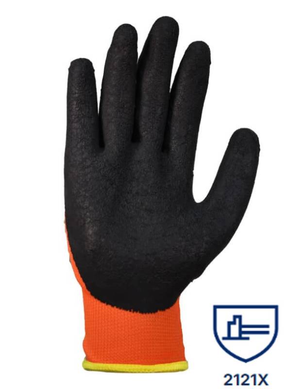 Guantes Max. Sensibilidad S/Cost. Naranja Recub. Látex Rugoso Negro Dps