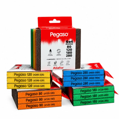 Pack 4 Esponjas Gr. Surtidos 120X100X12 Baja Densidad -- Pegaso