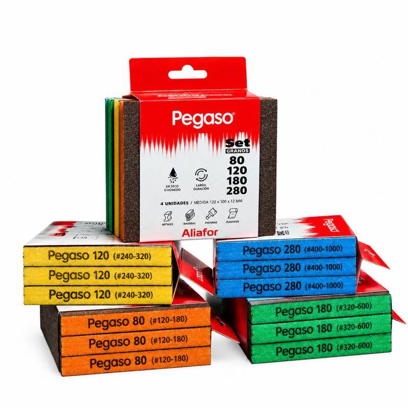 Pack 4 Esponjas Gr. Surtidos 120X100X12 Baja Densidad -- Pegaso