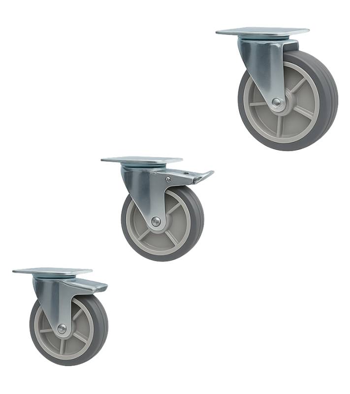 Ruedas De Polipropileno C/Goma Gris C/Soporte Serie M Liviana