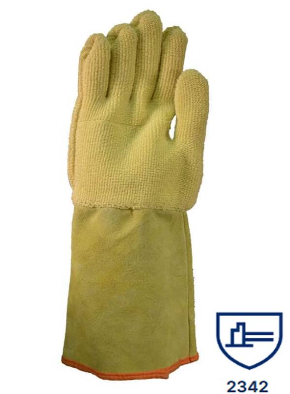 Guantes Kevlar Aramida C/Int. Aislante L:17Cm Puño De Cuero T-10 Dps