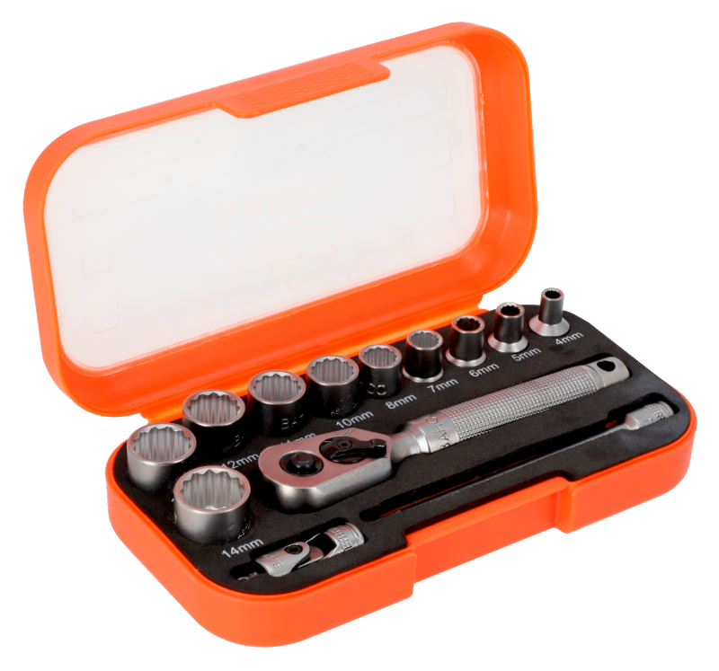 Juego De Bocallaves Cuad. Enc.1/4 Est. Metr. 13 Pzas  Bahco -- S13Mc10.5