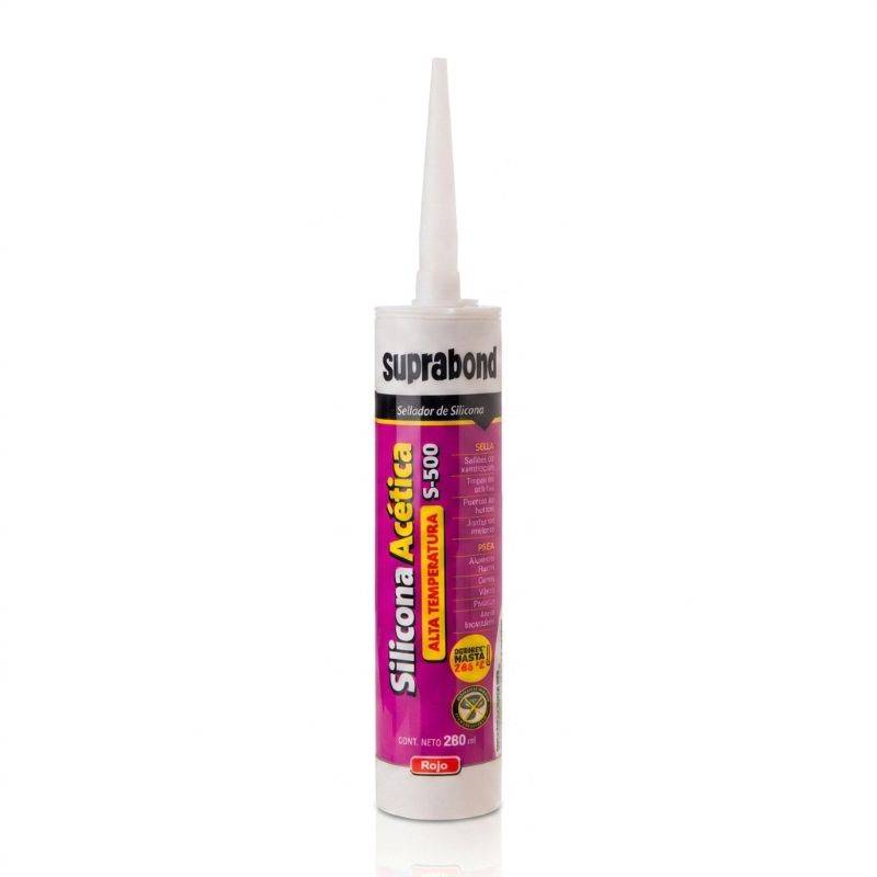 Cartucho Silicona 280Gr Acetica Rojo Alta Temp.  Suprabond